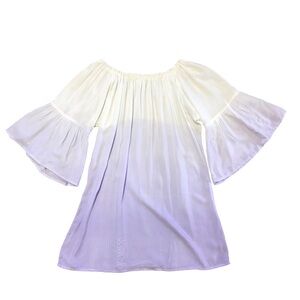 Kiwi And Punch Miami Pastel Purple Ombré Bell Sleeve Off The Shoulder Mini Tunic